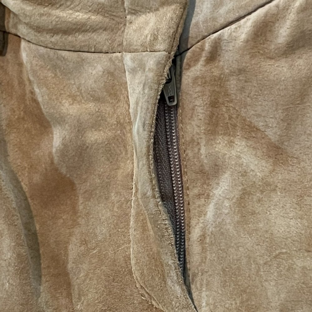 ❣️LIKE NEW❣️Washable MODA International Beige Suede Pants 100% Genuine Leather - Picture 12 of 13